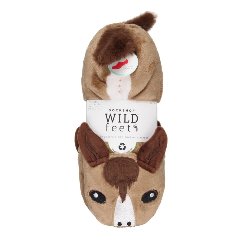 Wild Feet Kids Fluffy Footsie Horse Slippers